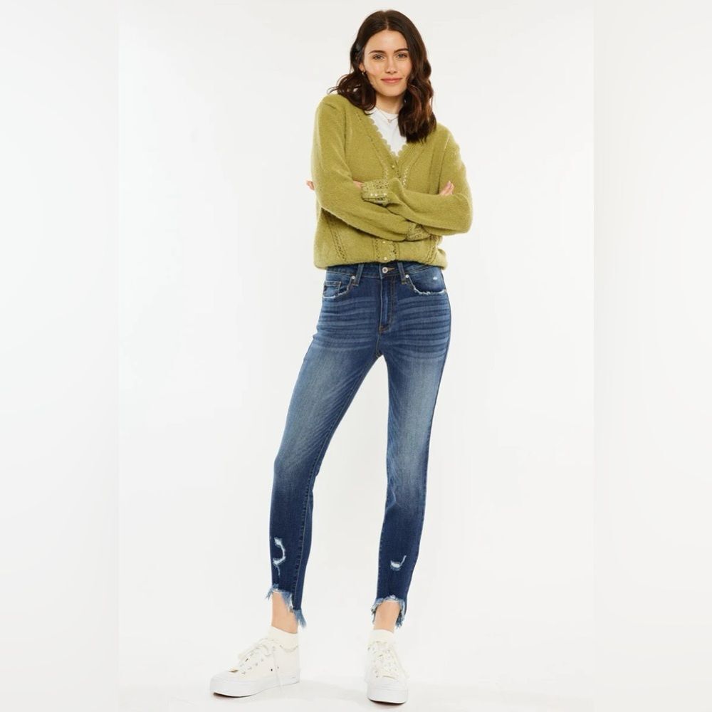 Kancan Christina Ankle Fray Skinny High Rise Stretch Jeans Women Size 11